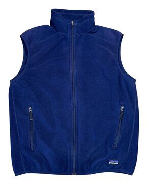 Patagonia Synchilla Mens Navy Blue Full-Zip Fleece Vest Size Large Zip Pockets O